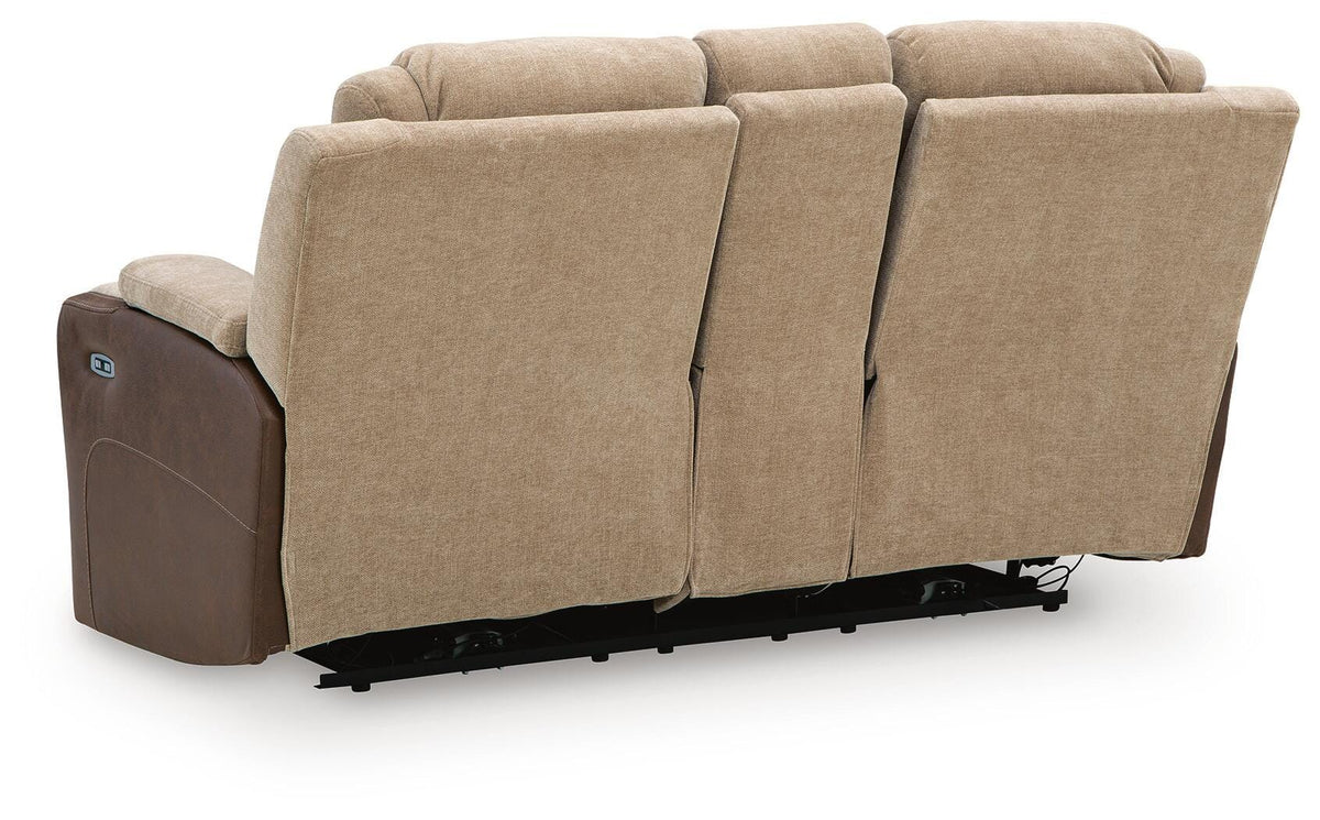 Mixed Motion PWR REC Loveseat/CON/ADJ HDRST Faux Leather Chenille