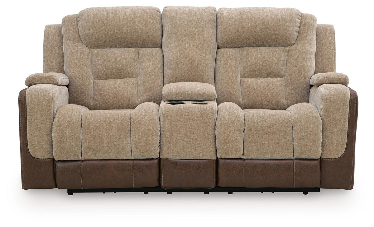Mixed Motion PWR REC Loveseat/CON/ADJ HDRST Faux Leather Chenille