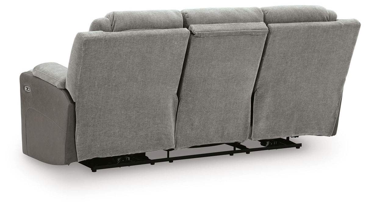 Mixed Motion PWR REC Sofa with ADJ Headrest Faux Leather Chenille
