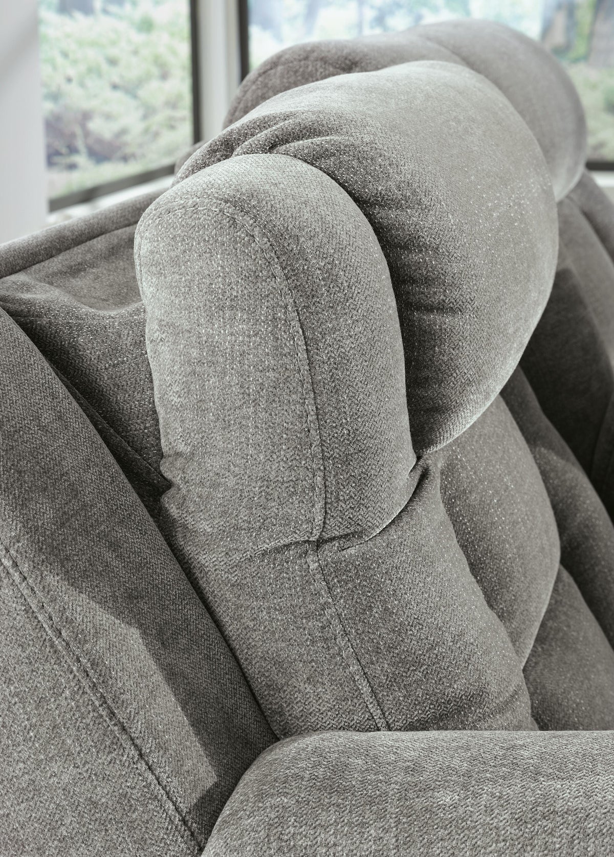 Mixed Motion PWR REC Sofa with ADJ Headrest Faux Leather Chenille