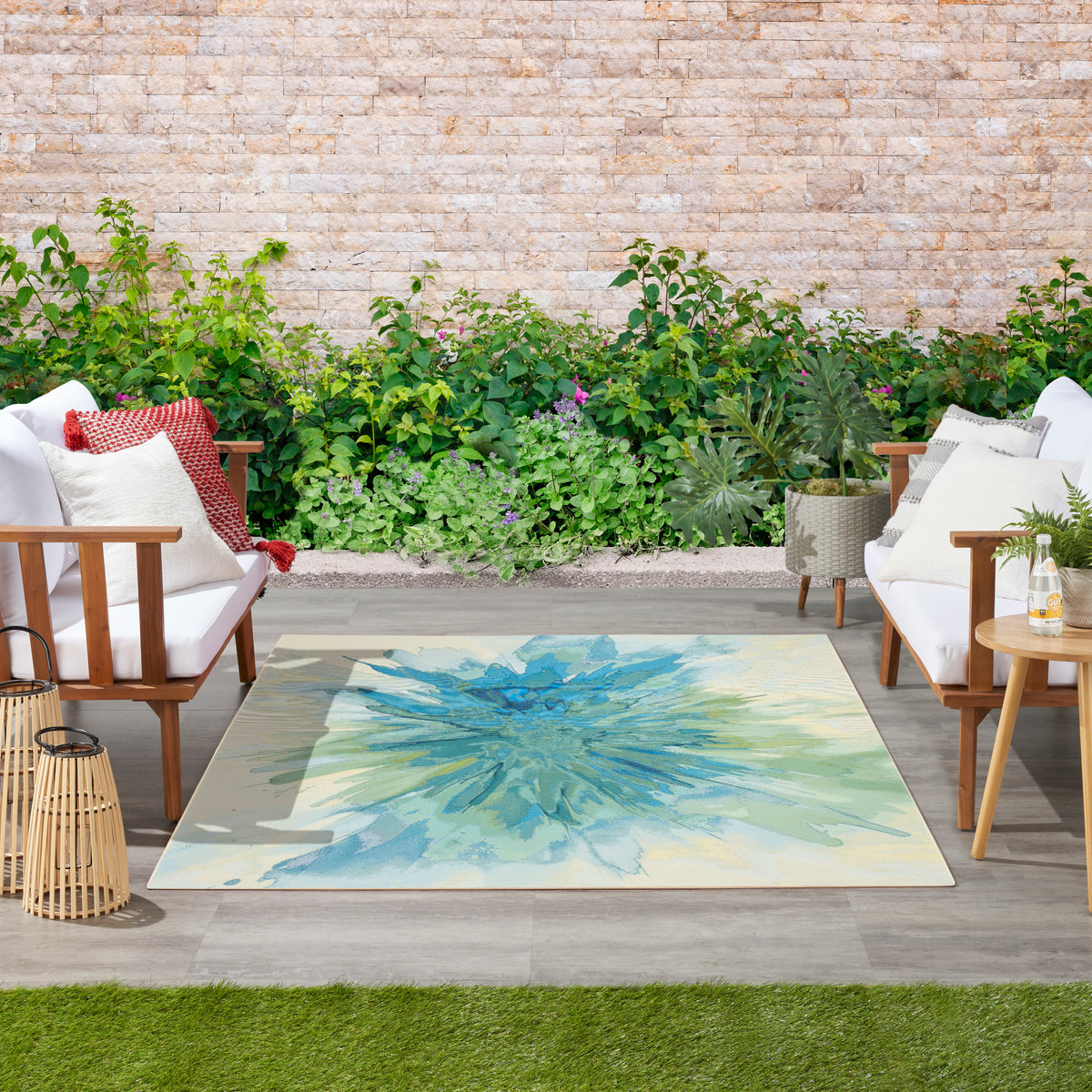 Color Splash CSP04 Ivory Blue Rug - room scene