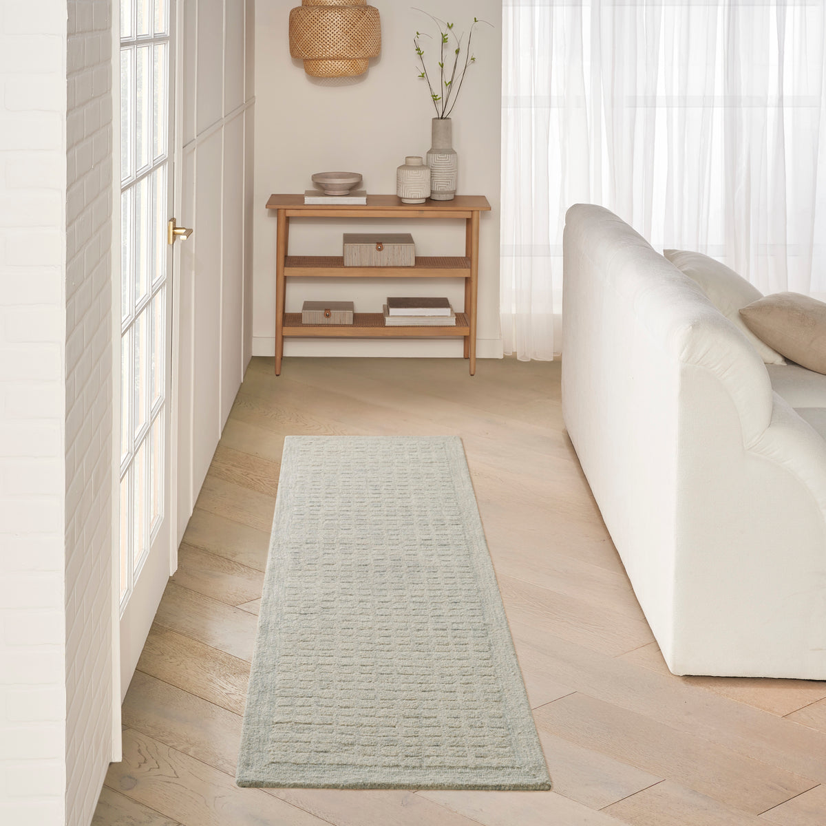 Pure Grids PGR01 Light Blue Rug - room scene