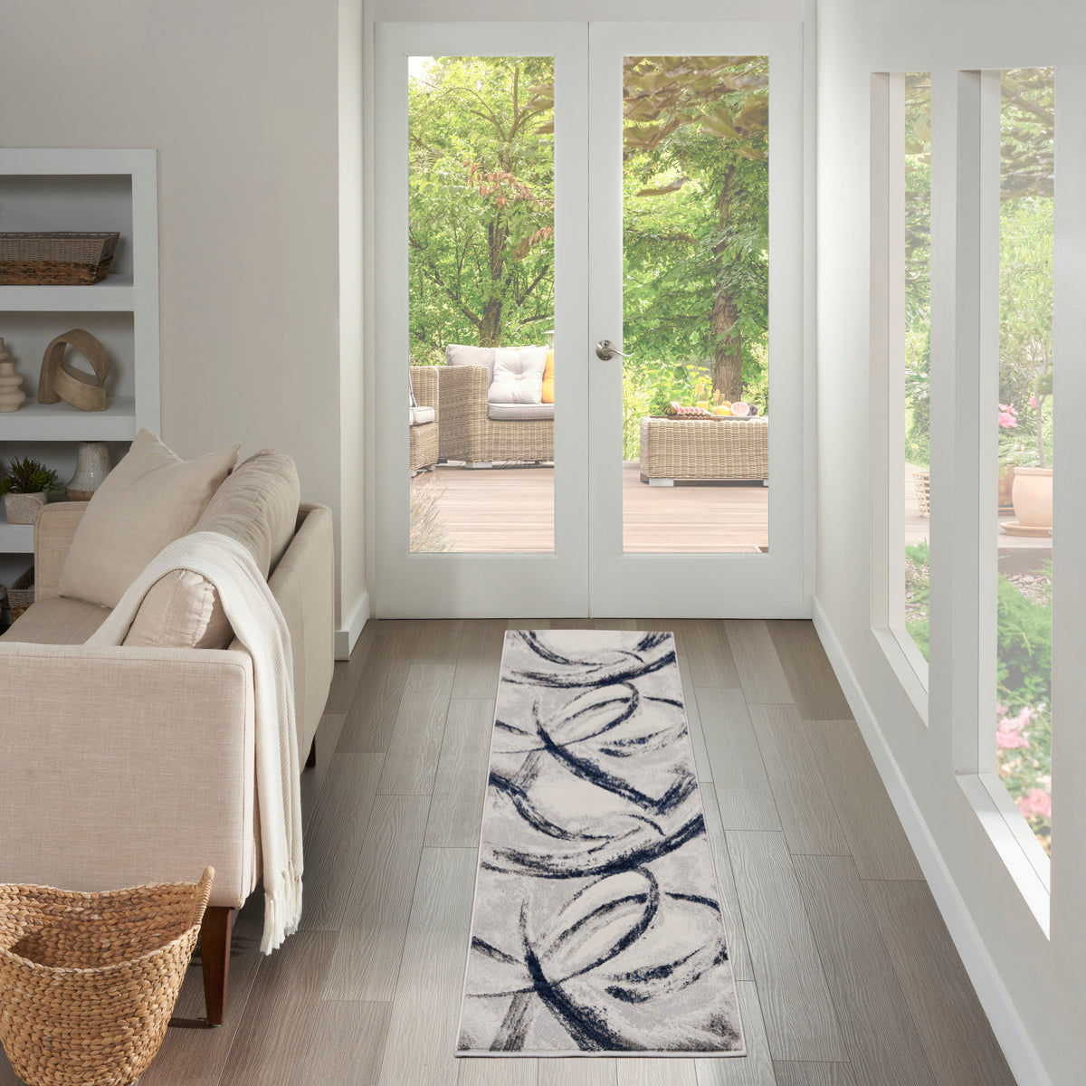 Splash BSK02 Grey Navy Rug - room scene