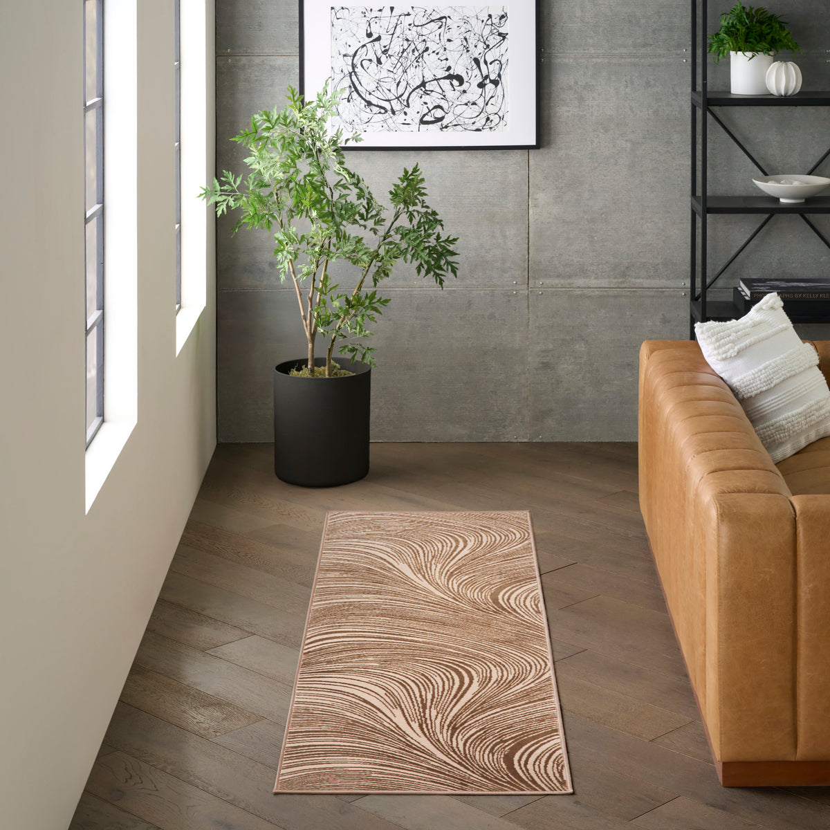 Central Park West CEP02 Beige Brown Rug - room scene