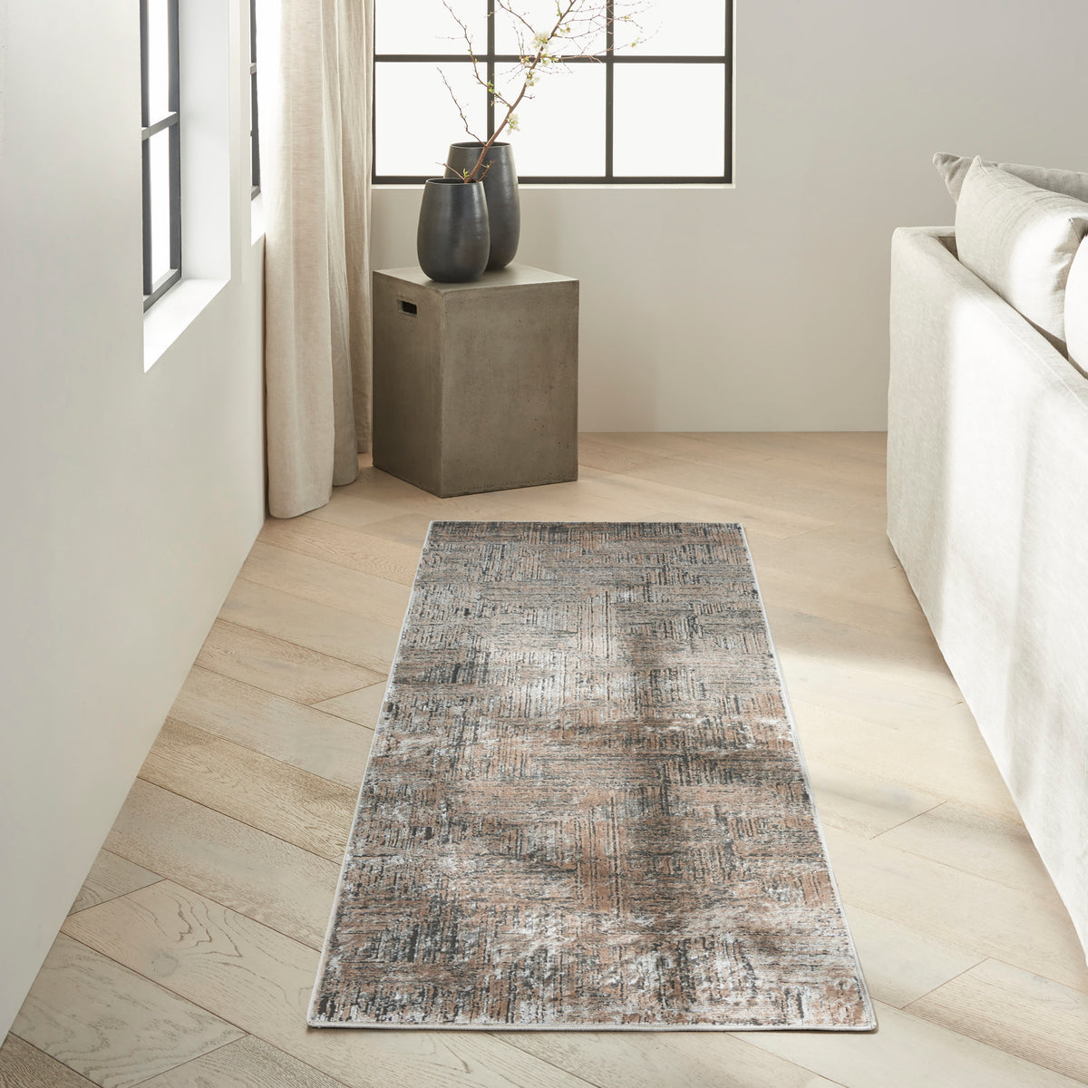 CK024 Irradiant IRR01 Black Ivory Rug - room scene