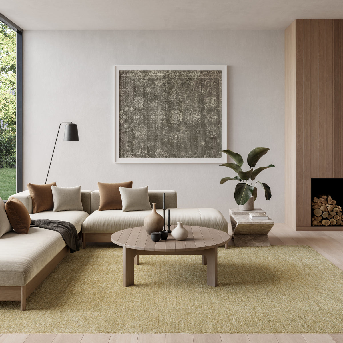 Moonlit MLI03 Green Rug - room scene