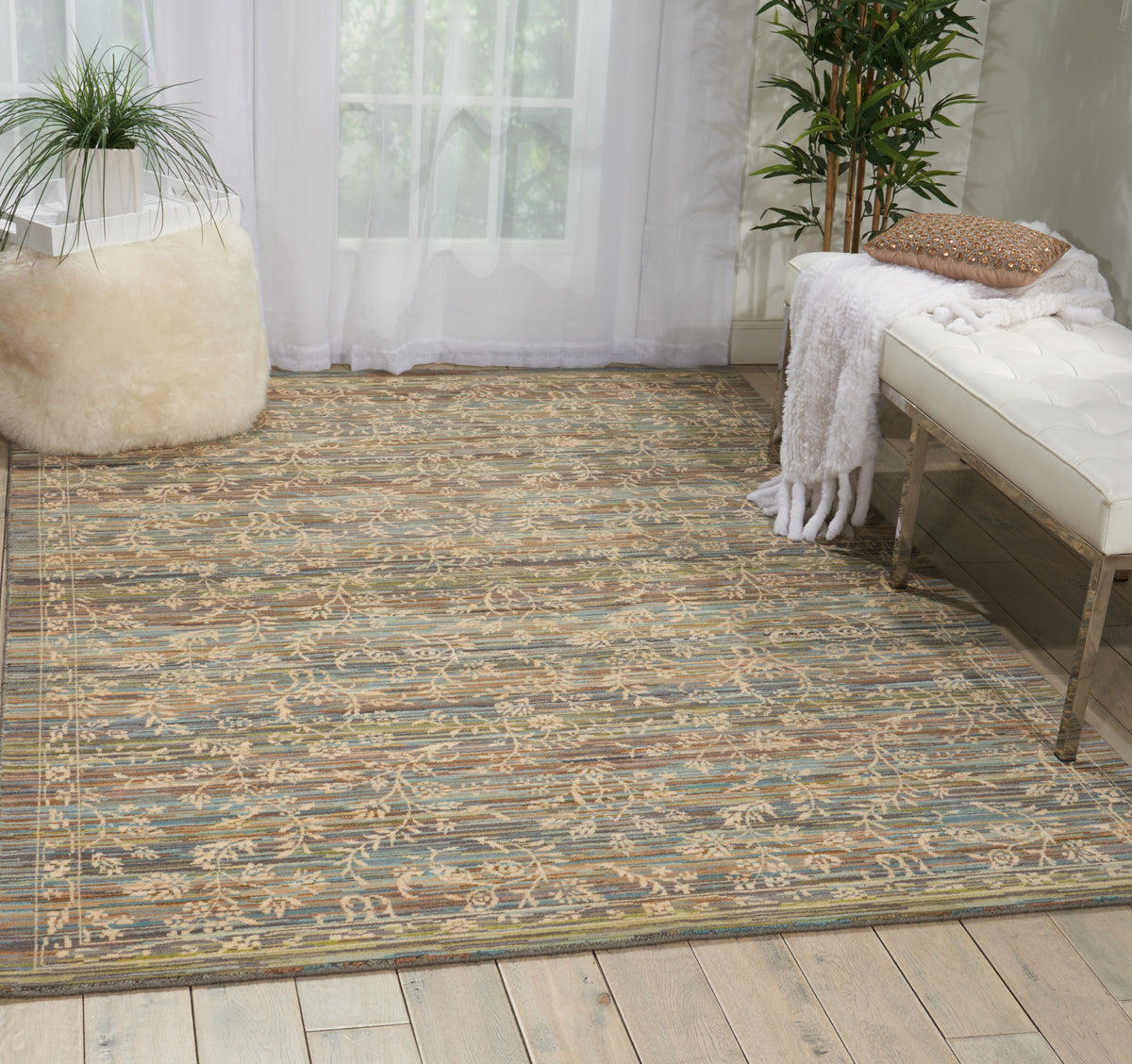Rhapsody RH012 Blue Moss Rug - room scene