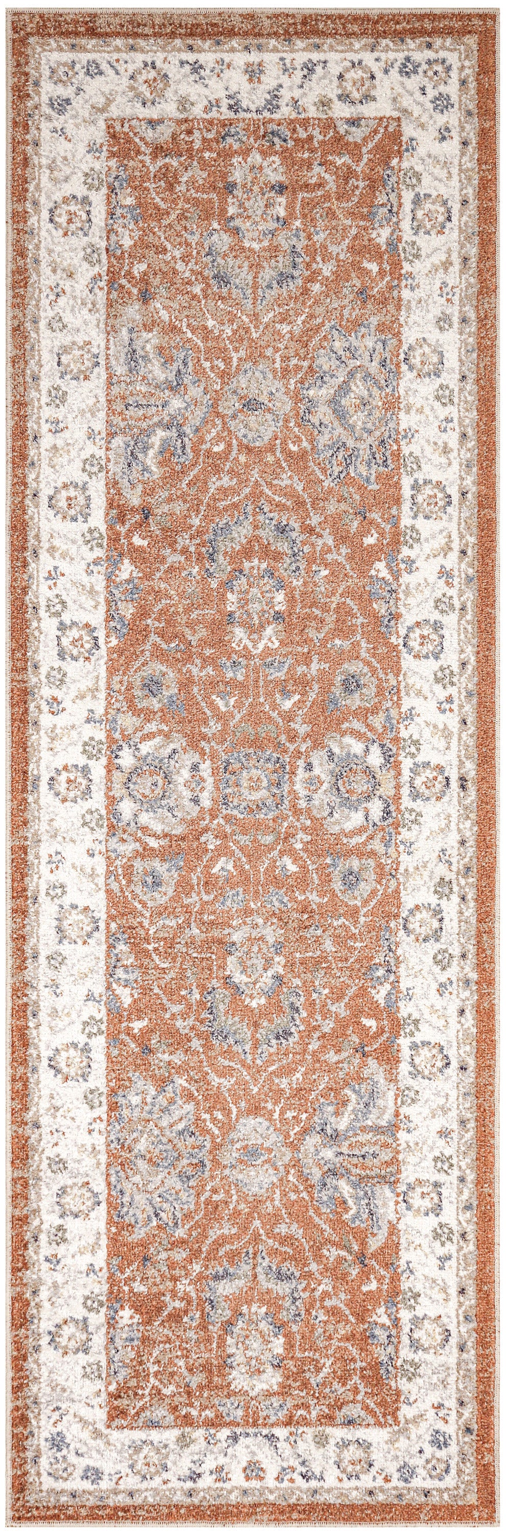 Astra Machine Washable ASW20 Rust Ivory Rug - Runner