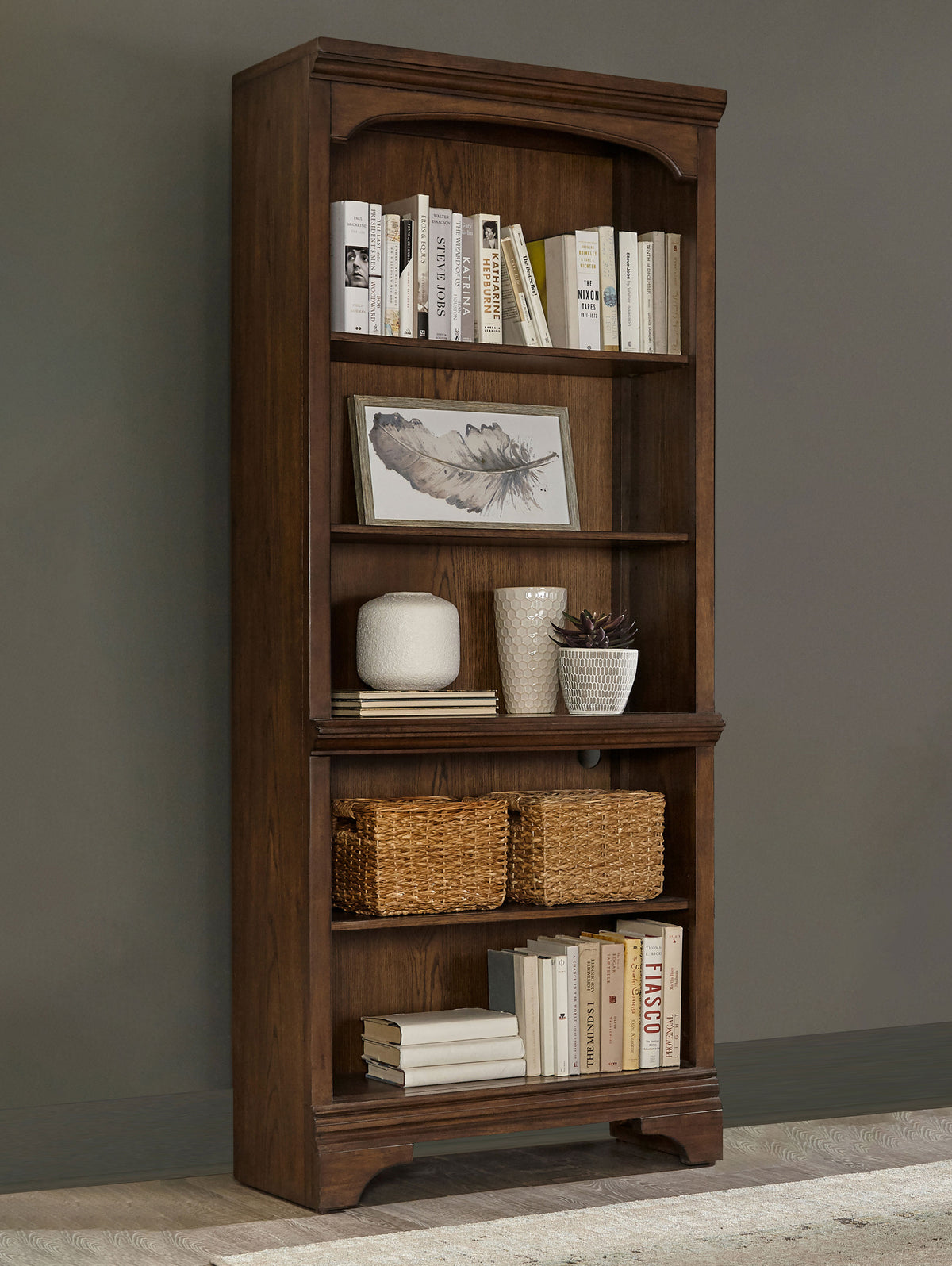 Hartshill 78-inch 4-shelf Bookcase Burnished Oak