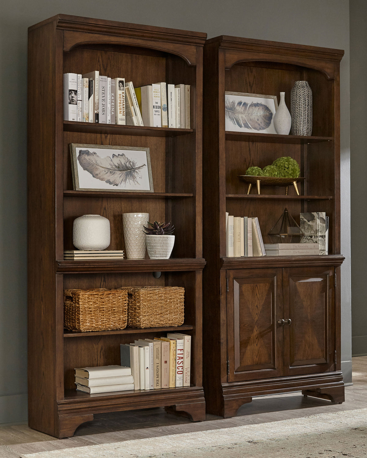 Hartshill 78-inch 4-shelf Bookcase Burnished Oak