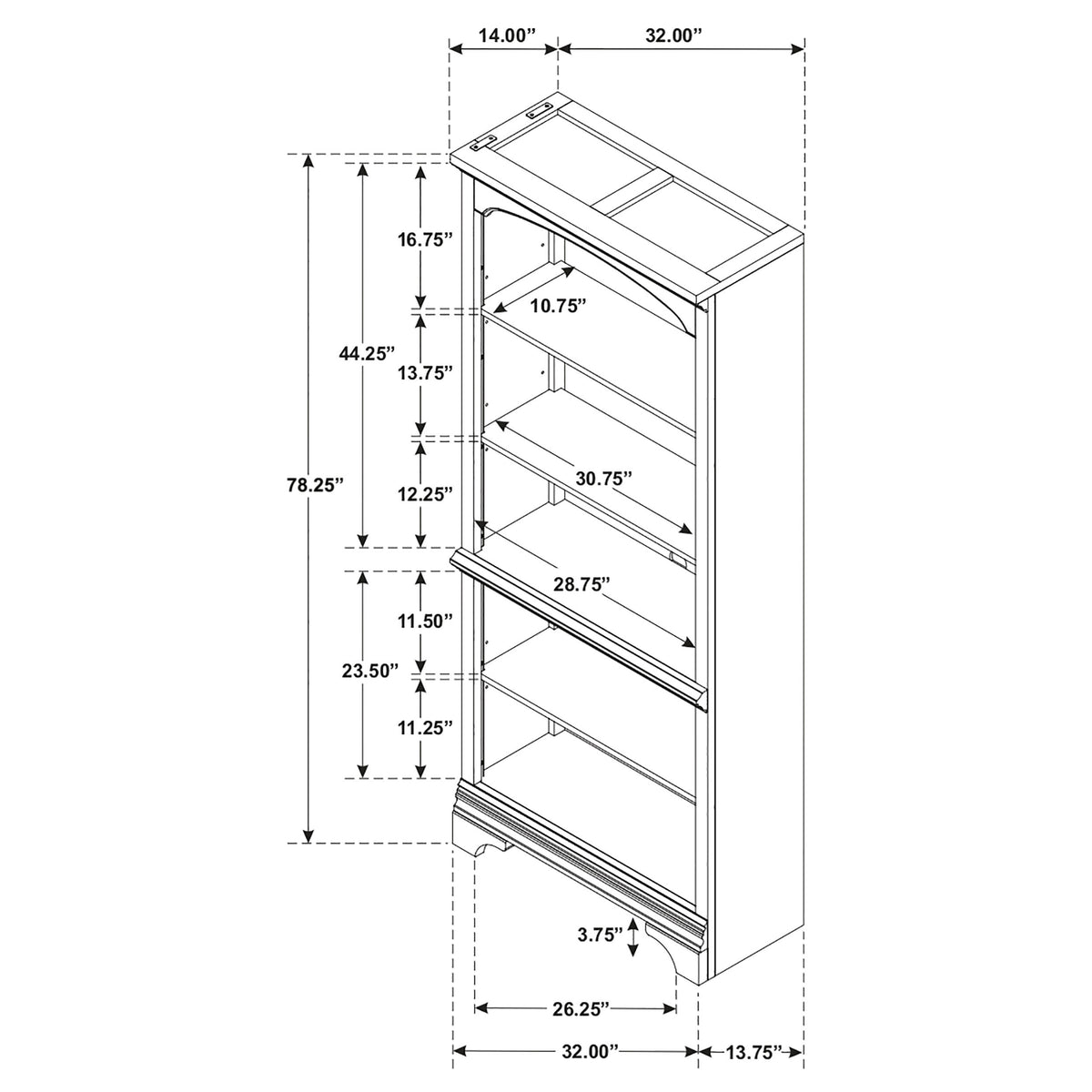 Hartshill 78-inch 4-shelf Bookcase Burnished Oak