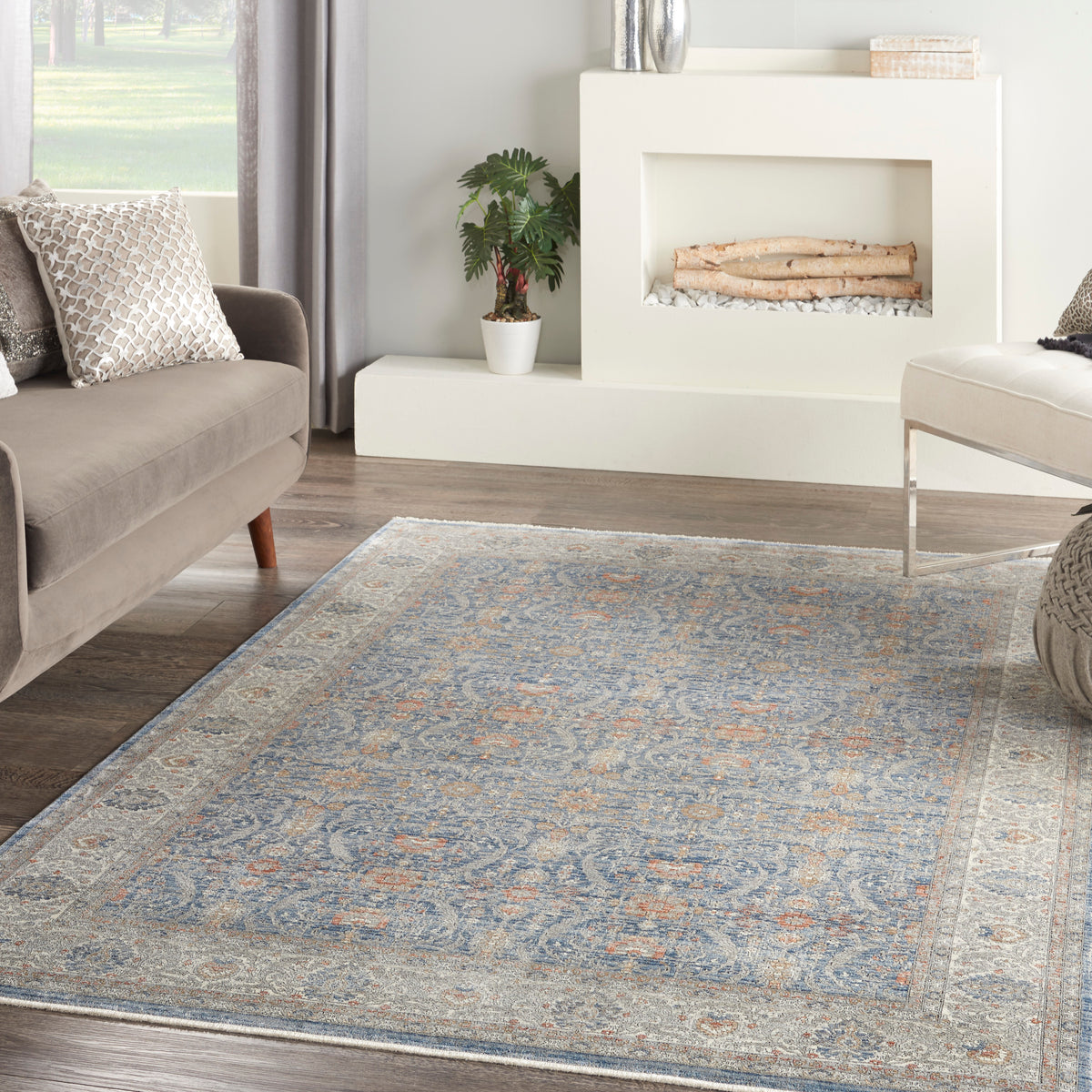 Starry Nights STN08 Light Blue Rug - room scene