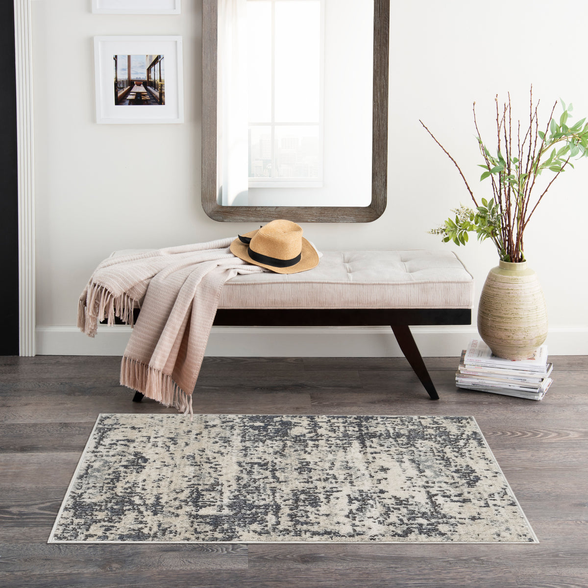 Quarry QUA17 Ivory Grey Rug - room scene