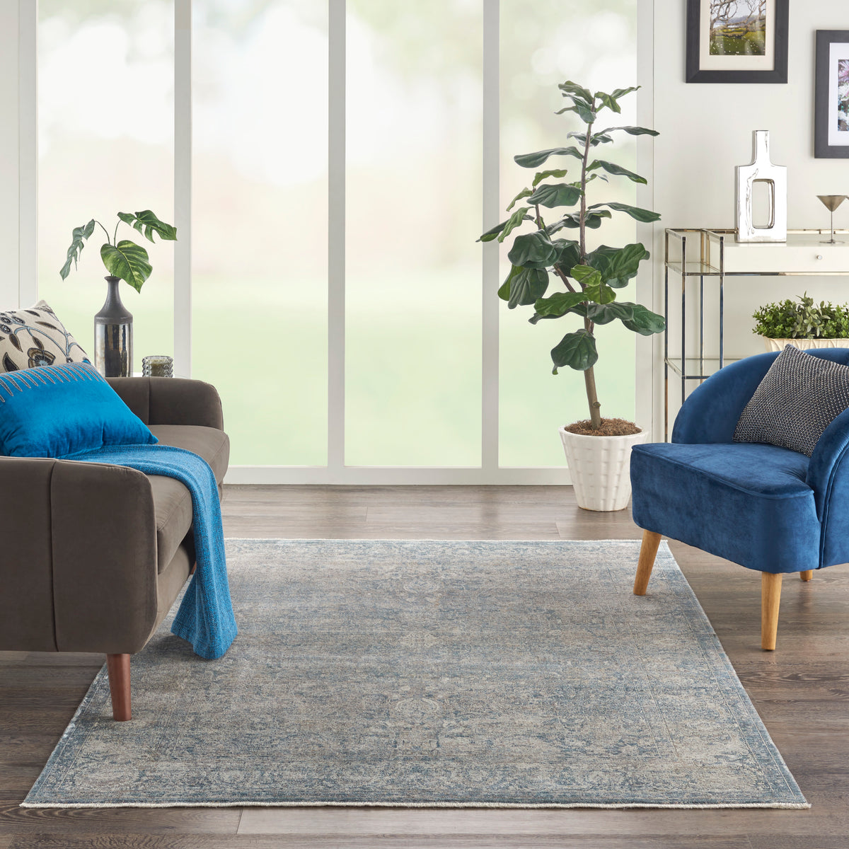Starry Nights STN01 Cream Blue Rug - room scene