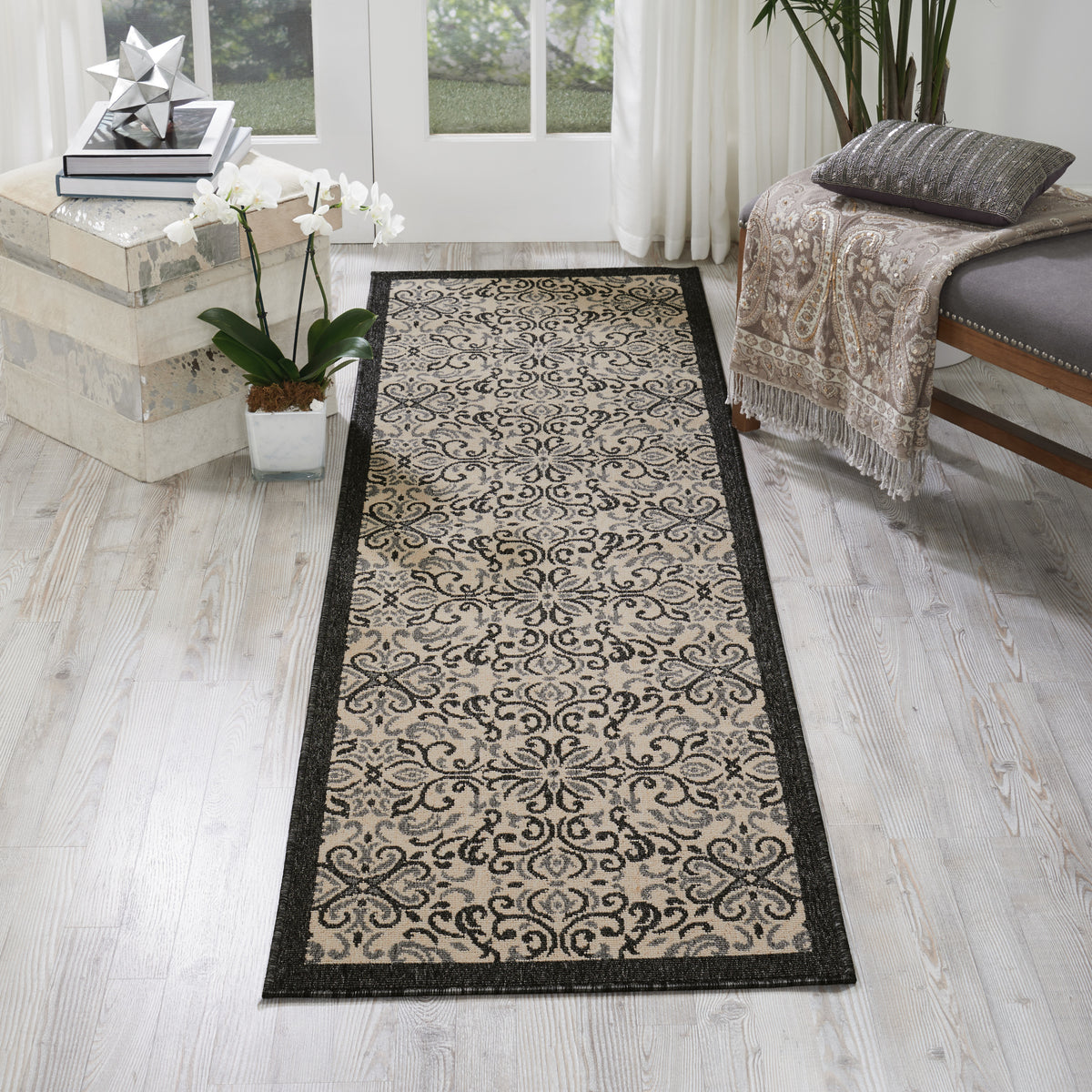 Caribbean CRB12 Ivory Charcoal Rug - room scene