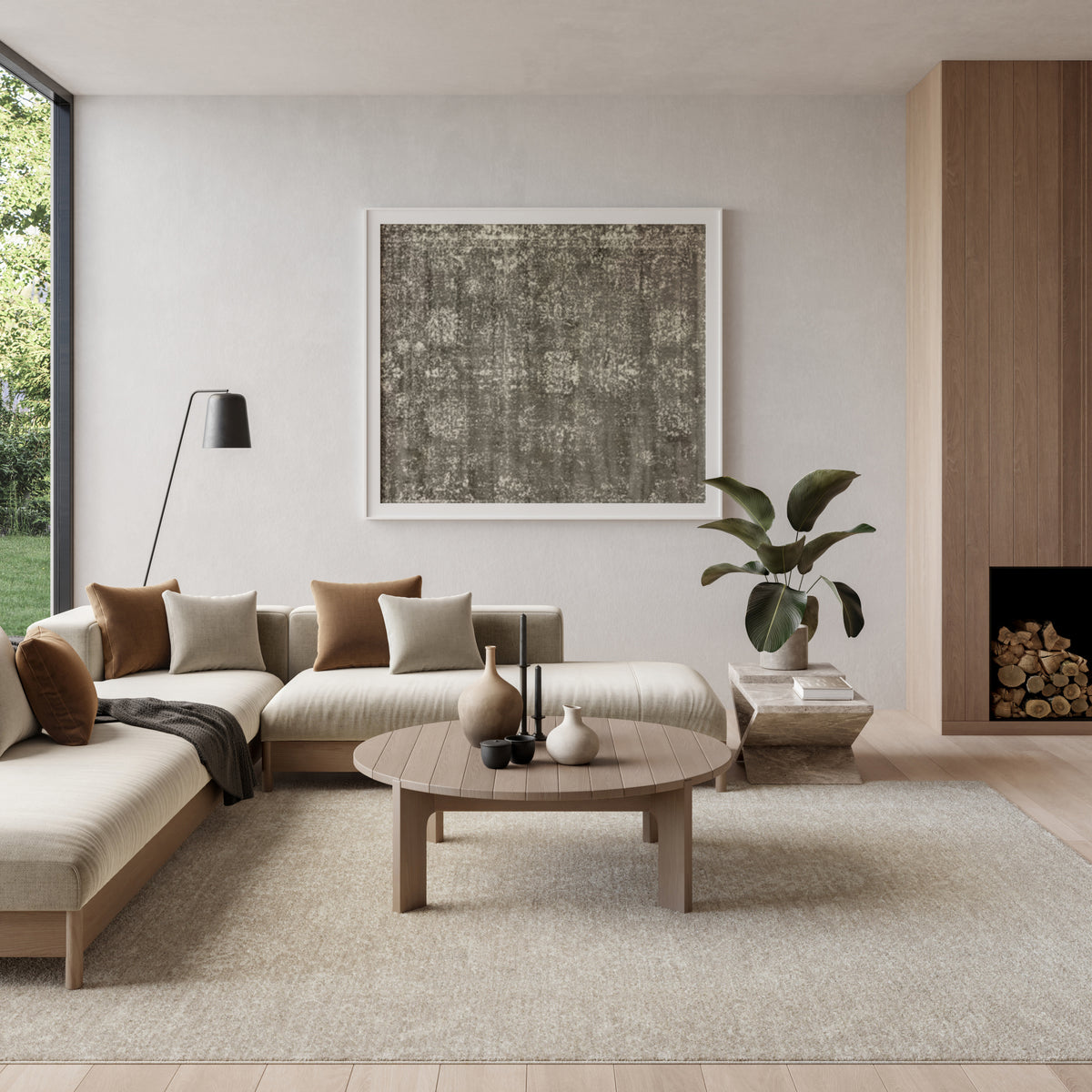 Moonlit MLI03 Ivory Grey Rug - room scene