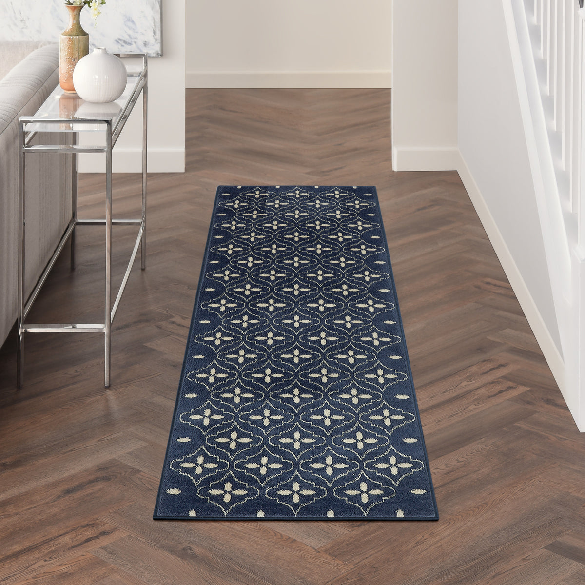 Nourison Essentials NRE04 Navy Ivory Rug - room scene