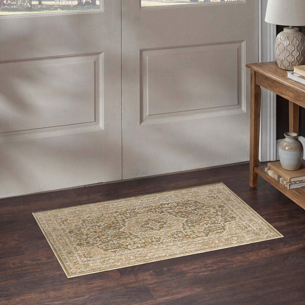 Retreat RET02 Green Rug - room scene