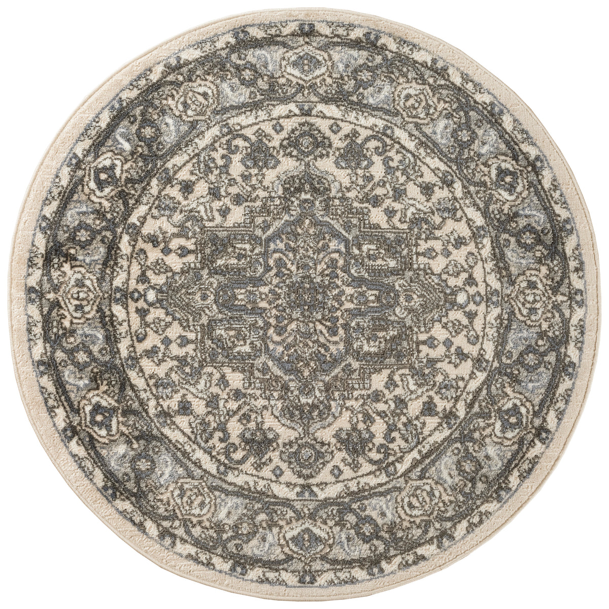 Quarry QUA05 Ivory Blue Rug - Round