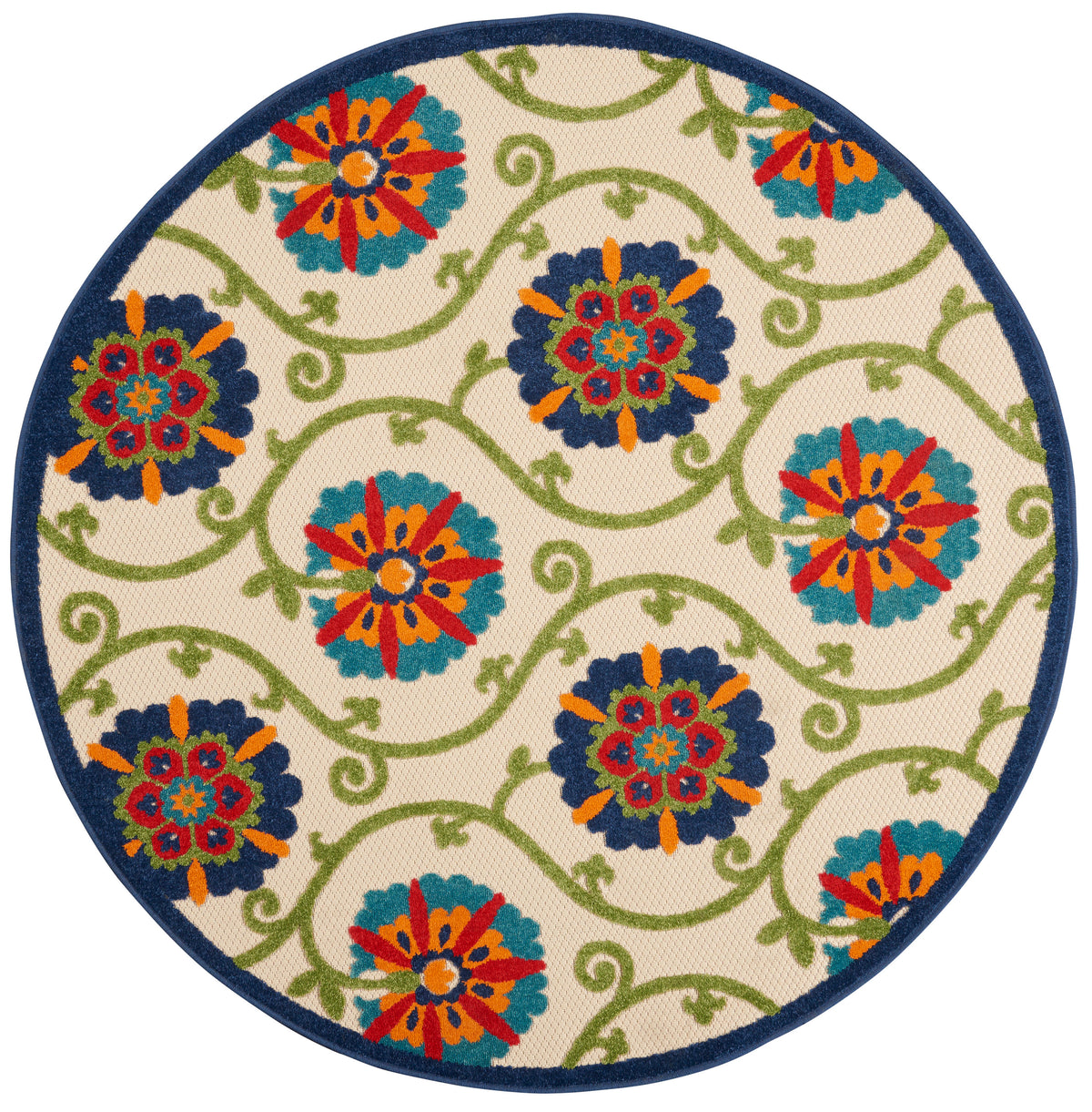 Aloha ALH19 Blue Multicolor Rug - Round