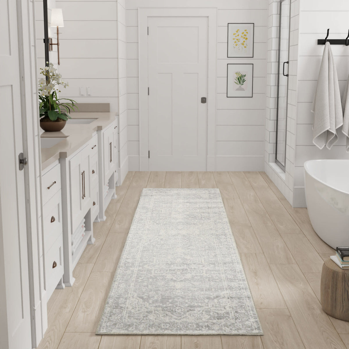 Astra Machine Washable ASW12 Grey Rug - room scene