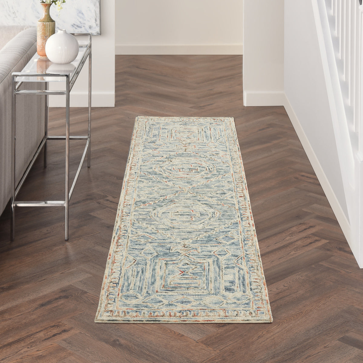 Interlock ITL02 Blue Multicolor Rug - room scene