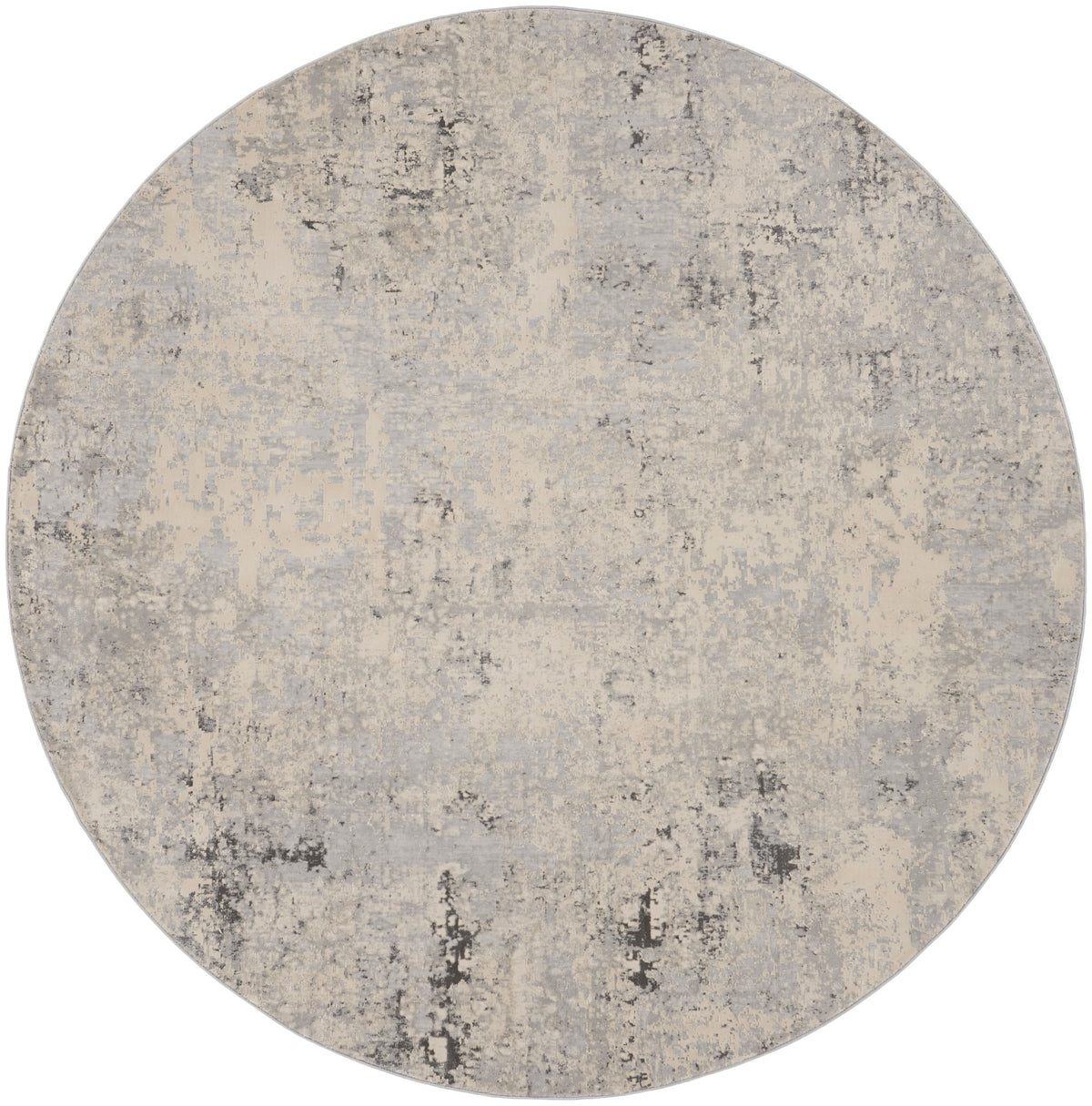 Rustic Textures RUS07 Grey Beige Rug - Round