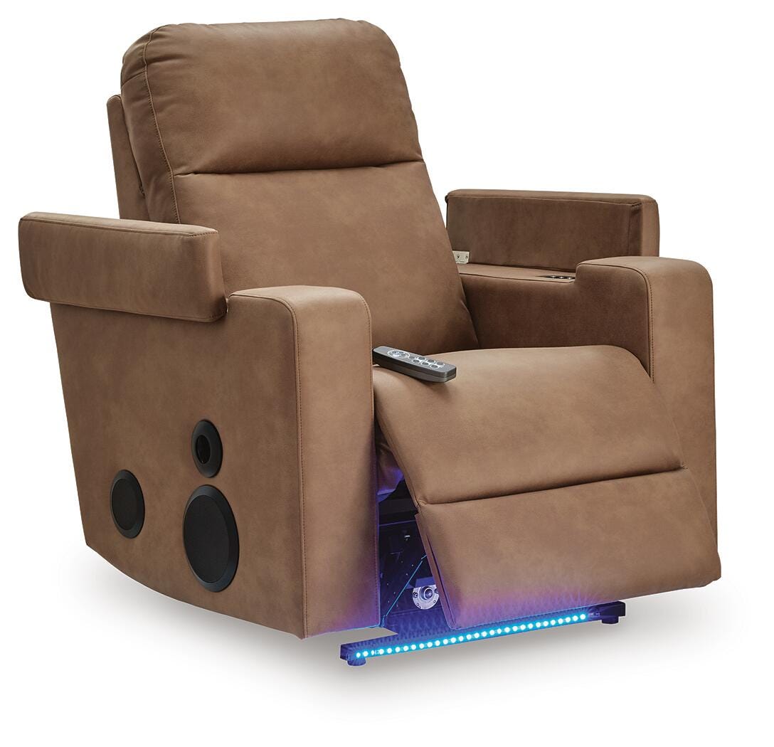 Lorrenton Glider PWR REC w/Audio System Faux Leather