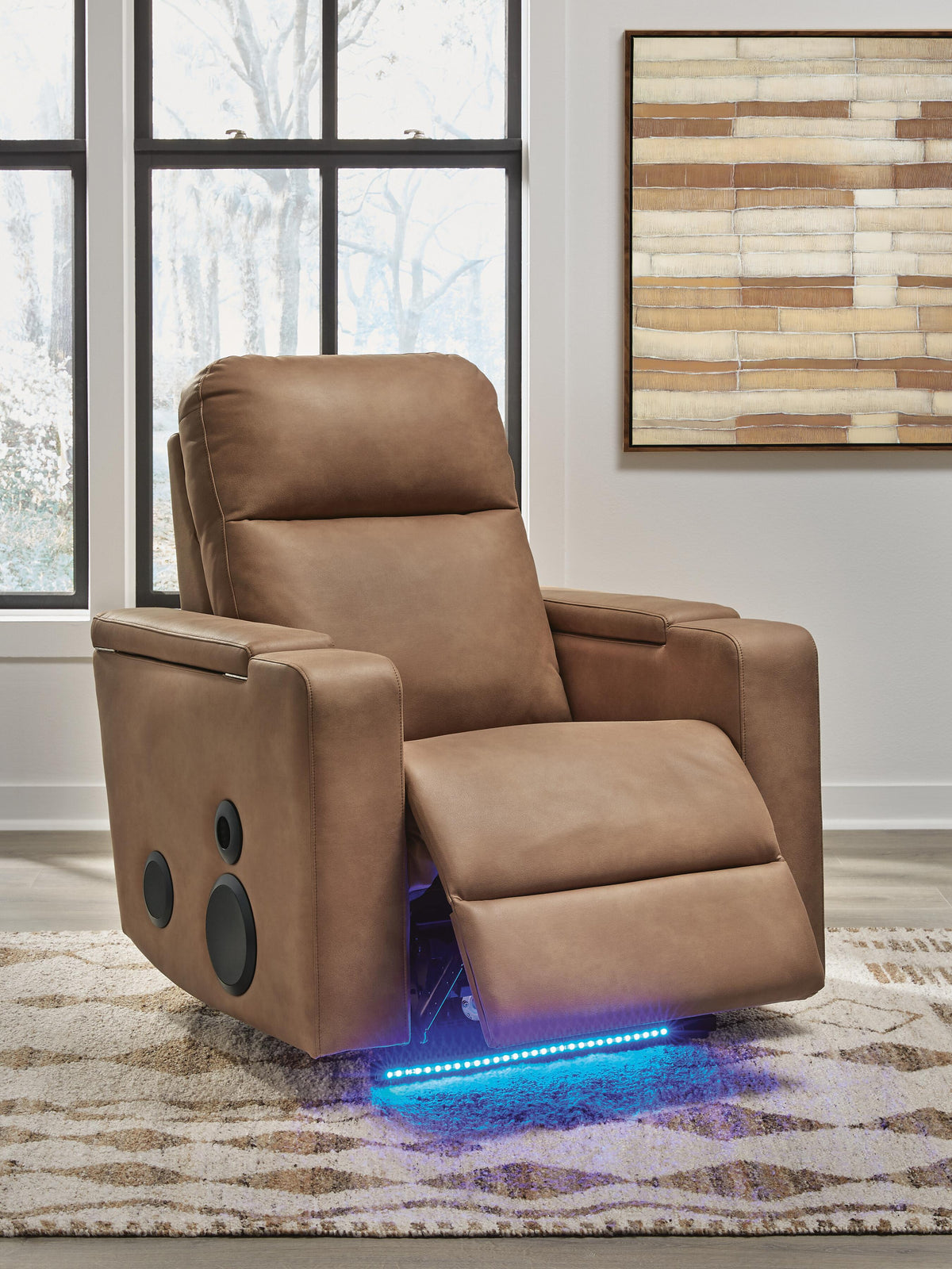 Lorrenton Glider PWR REC w/Audio System Faux Leather