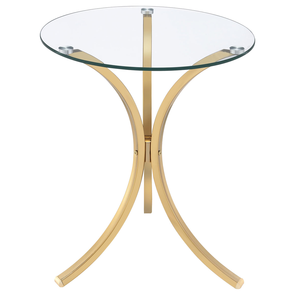 Eloise Round Glass Top Side Table - Gold