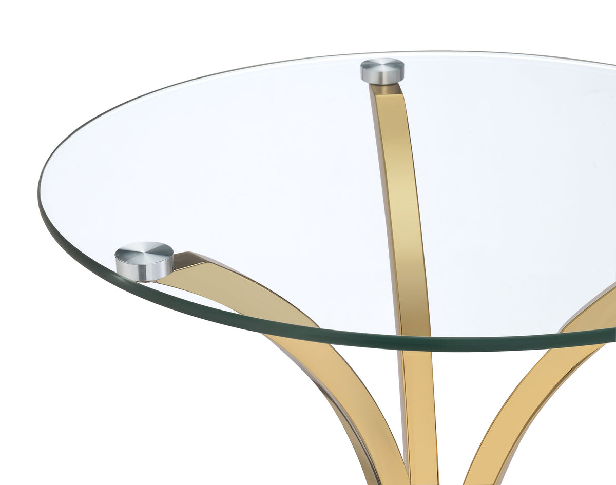 Eloise Round Glass Top Side Table - Gold