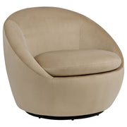 Myernick Velvet Upholstered Swivel Accent Chair - Camel