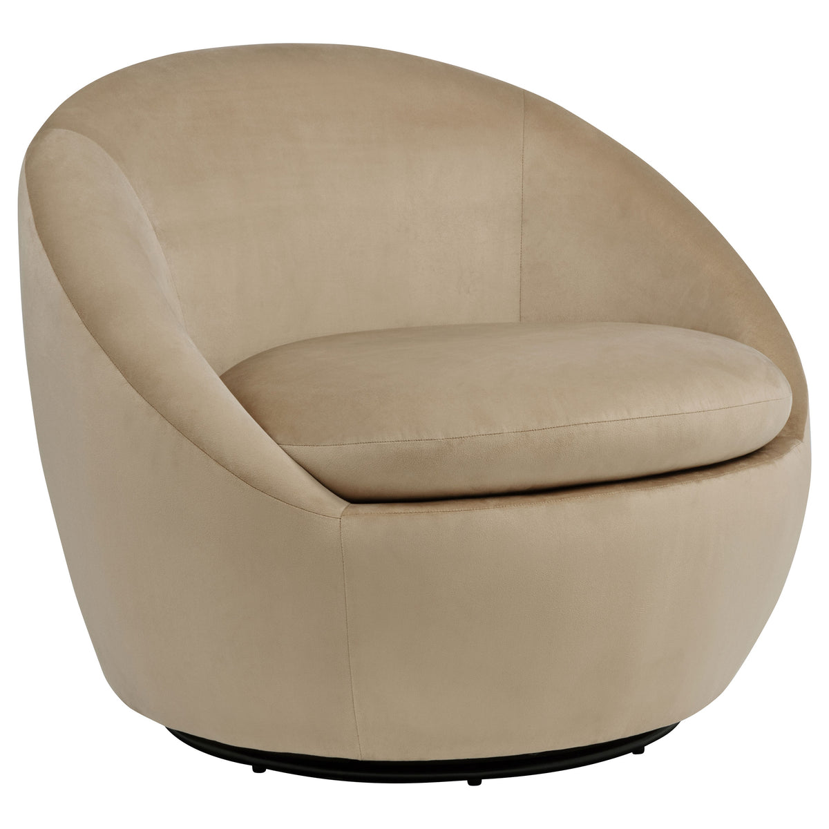 Myernick Velvet Upholstered Swivel Accent Chair - Camel