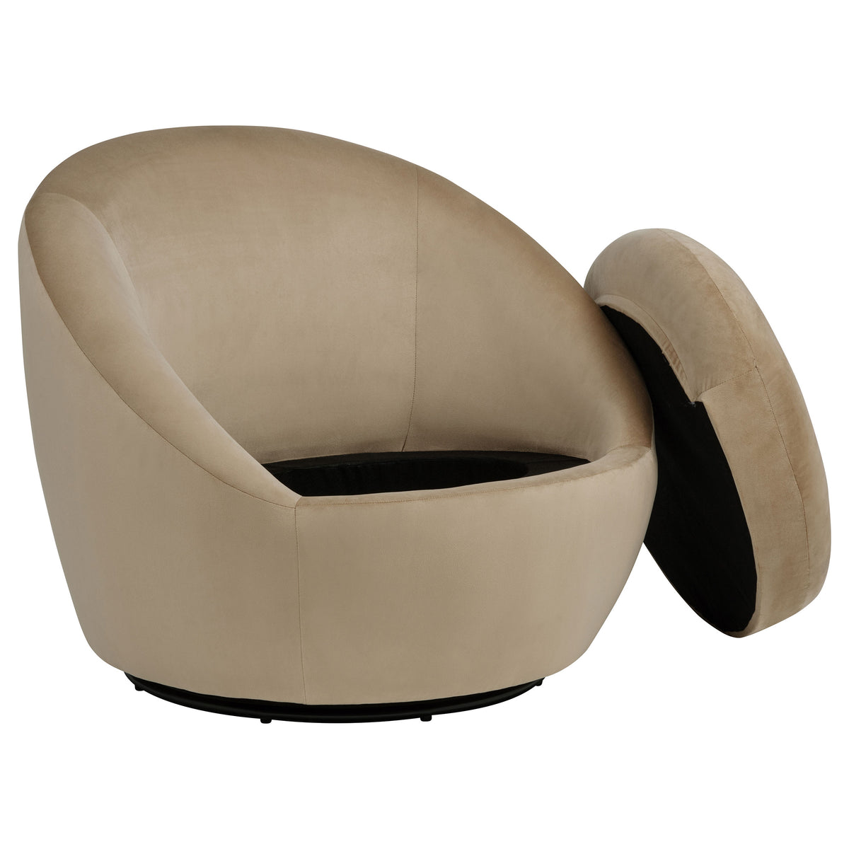 Myernick Velvet Upholstered Swivel Accent Chair - Camel