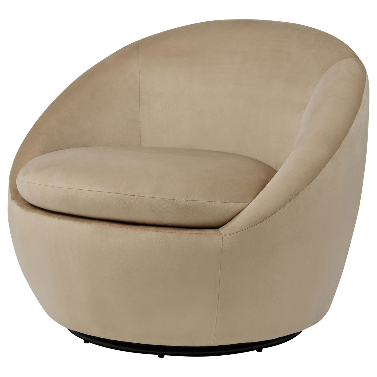 Myernick Velvet Upholstered Swivel Accent Chair - Camel