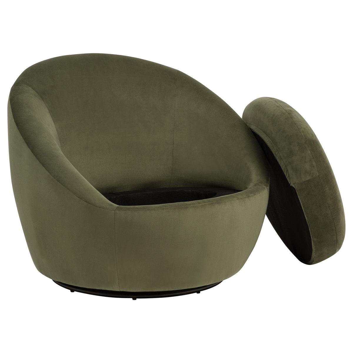Myernick Velvet Upholstered Swivel Accent Chair - Olive