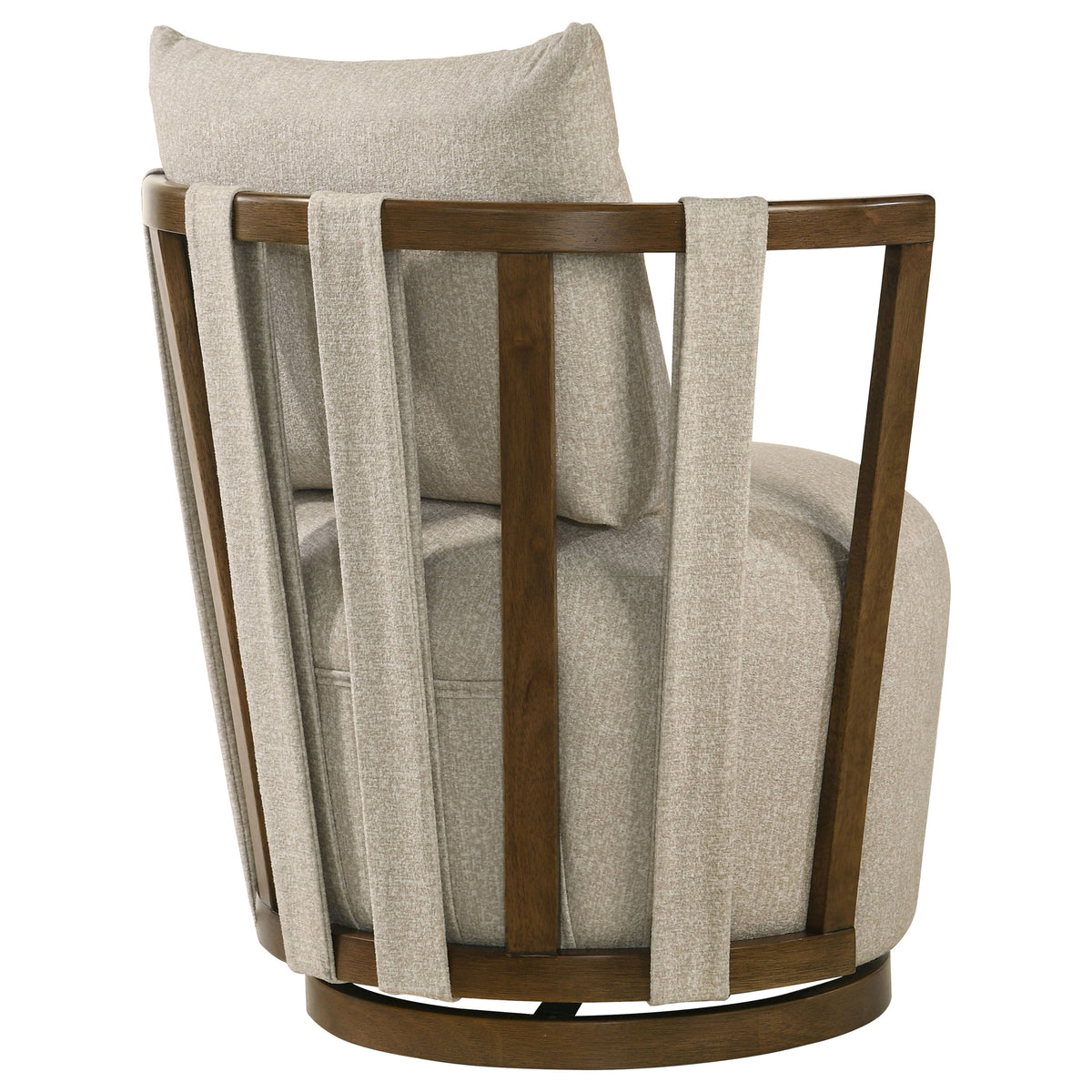 Harlowe Upholstered Swivel Accent Chair with Wood Arms Greige and Brown