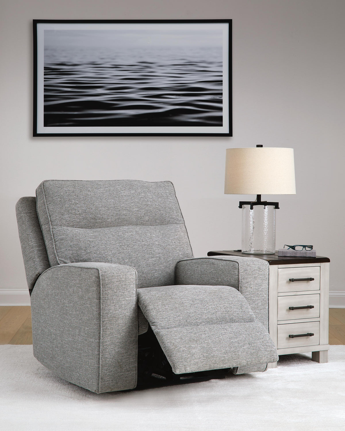 Biscoe PWR Recliner/ADJ Headrest Textured Next-Gen Nuvella™ Performance Fabric