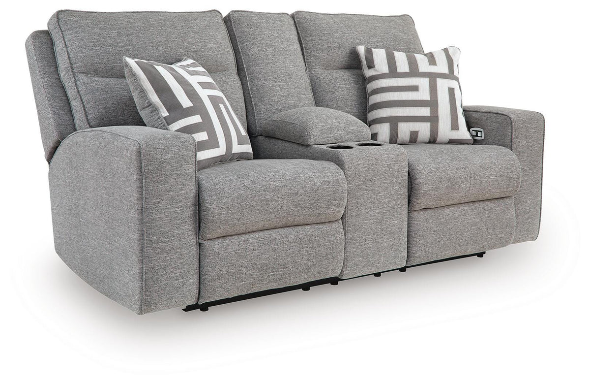 Biscoe PWR REC Loveseat/CON/ADJ HDRST Nuvella® Textured