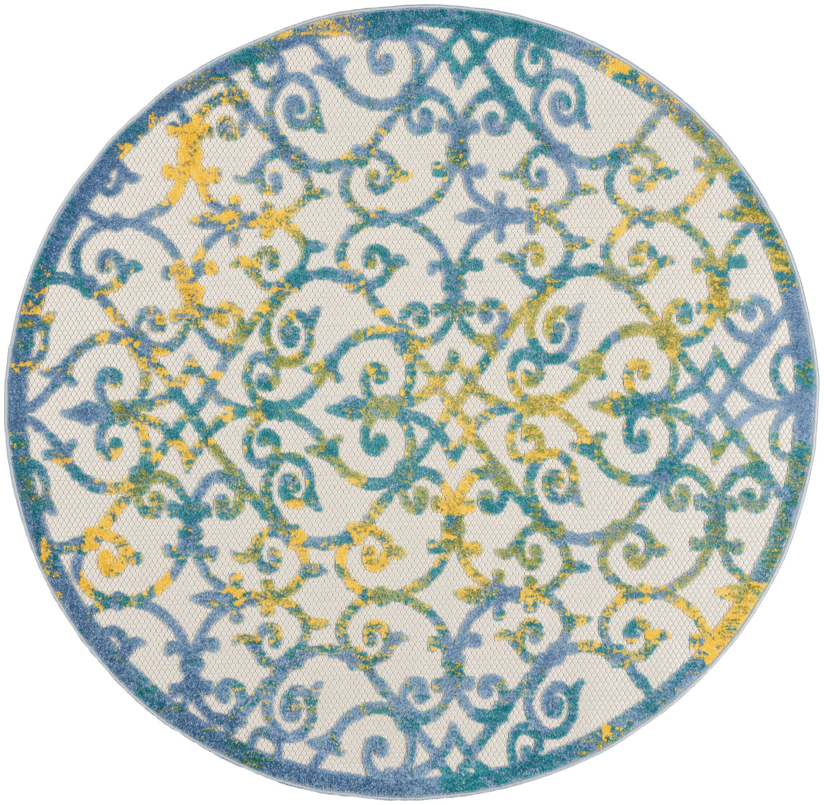 Aloha ALH21 Ivory Blue Rug - Round