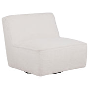 Badoer Faux Fur Swivel Accent Chair Ecru