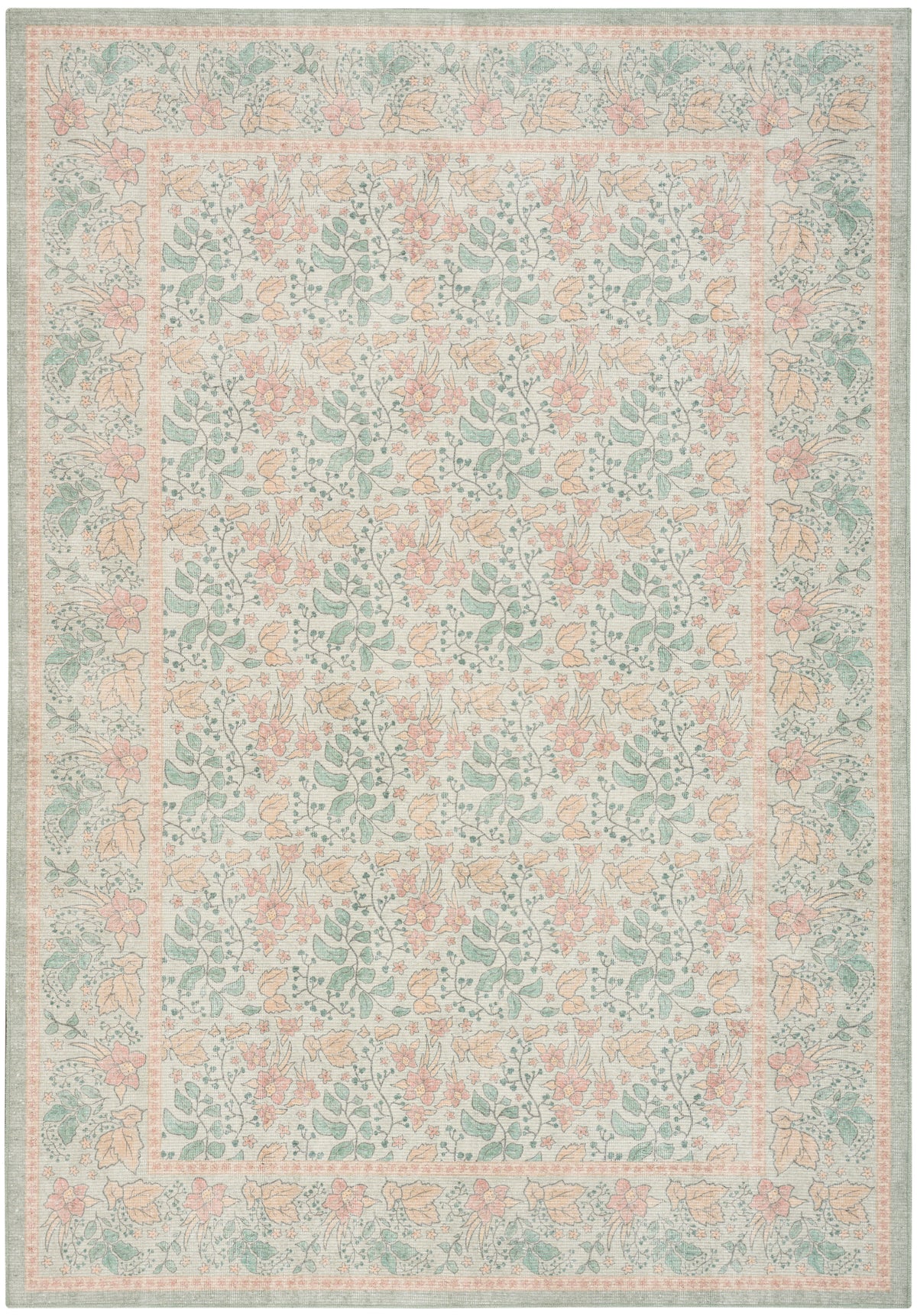 Botanical Washables BOT03 Green Multicolor Rug - Rectangle