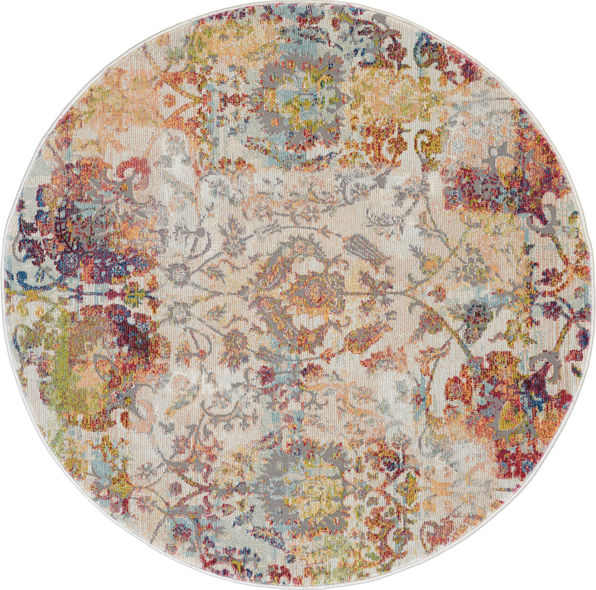Ankara Global ANR06 Ivory Orange Rug - Round