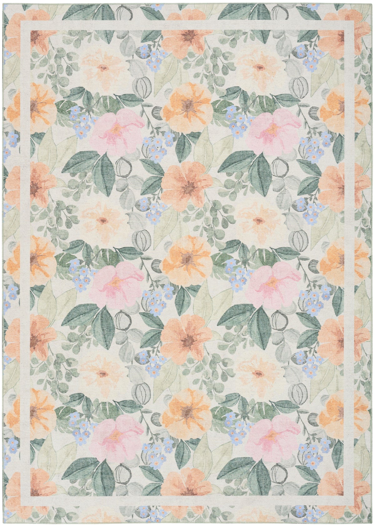 Botanical Washables BOT01 Ivory Multicolor Rug - Rectangle