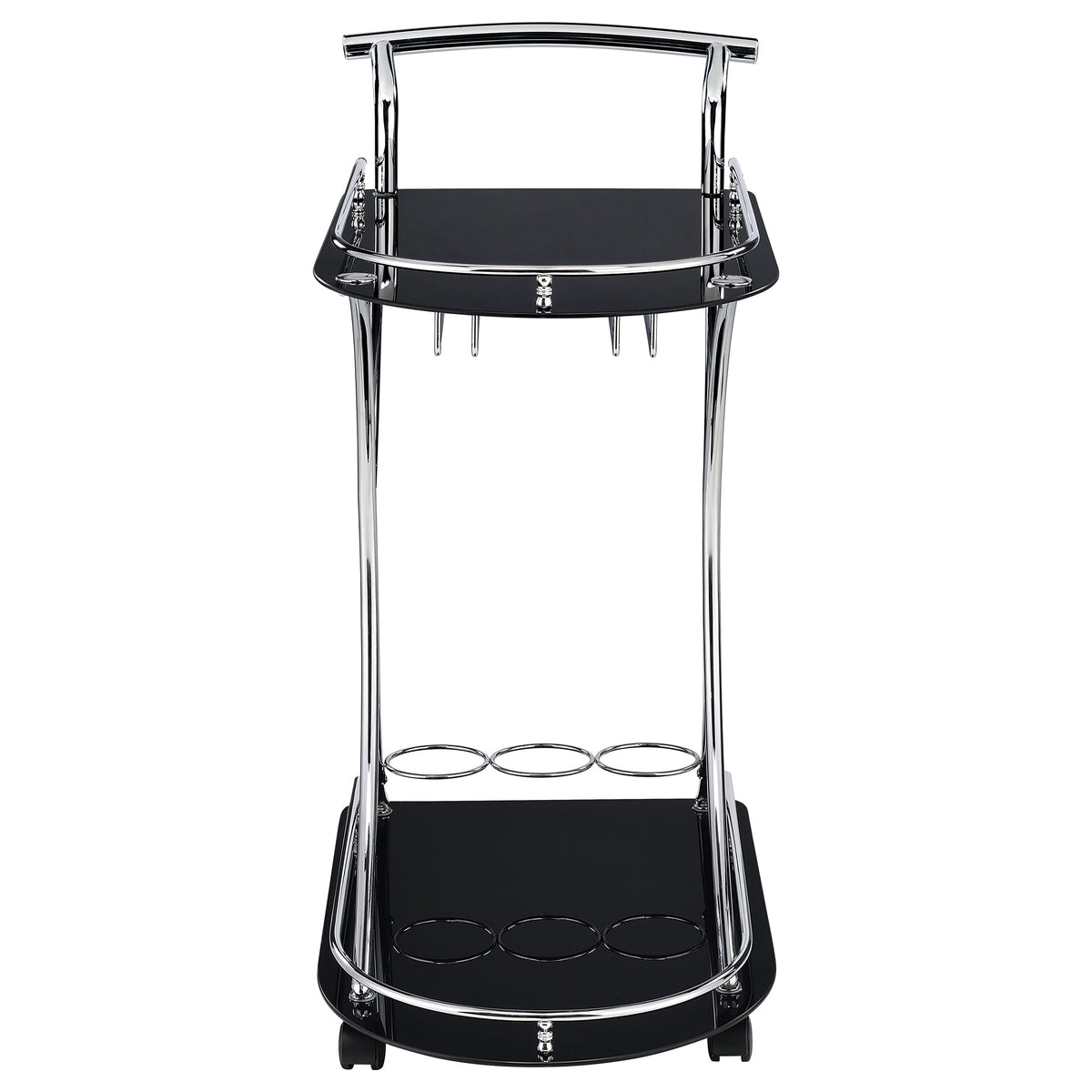 Elfman 2-tier Glass Shelf Metal Bar Cart Chrome - Black