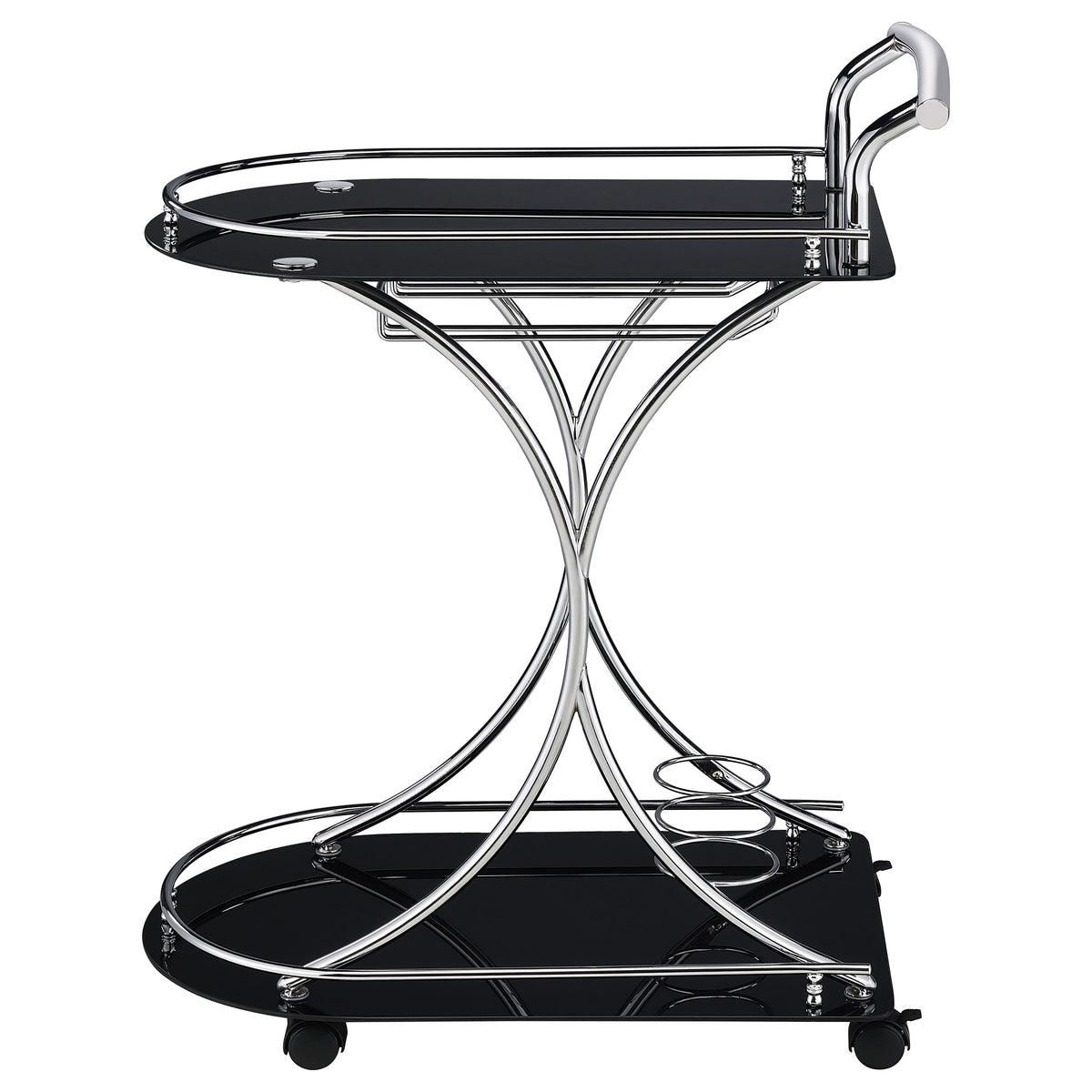 Elfman 2-tier Glass Shelf Metal Bar Cart Chrome - Black