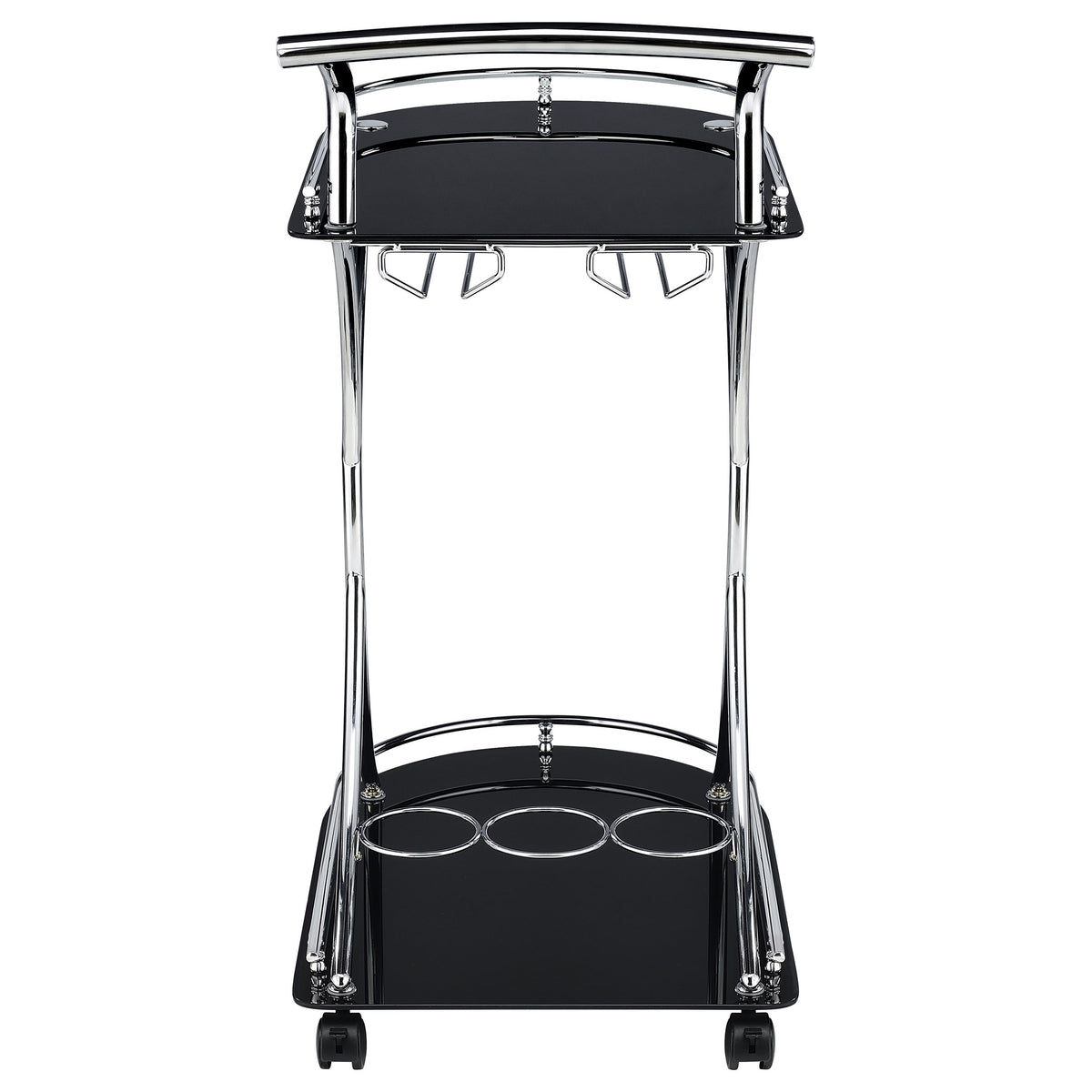 Elfman 2-tier Glass Shelf Metal Bar Cart Chrome - Black
