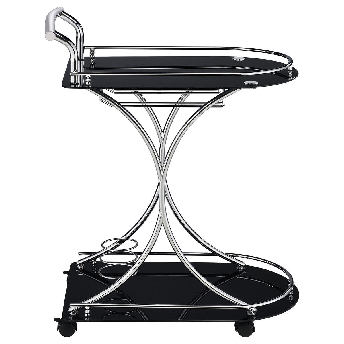 Elfman 2-tier Glass Shelf Metal Bar Cart Chrome - Black