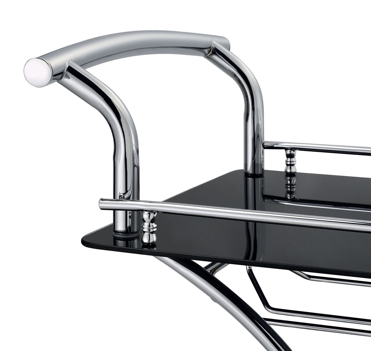 Elfman 2-tier Glass Shelf Metal Bar Cart Chrome - Black