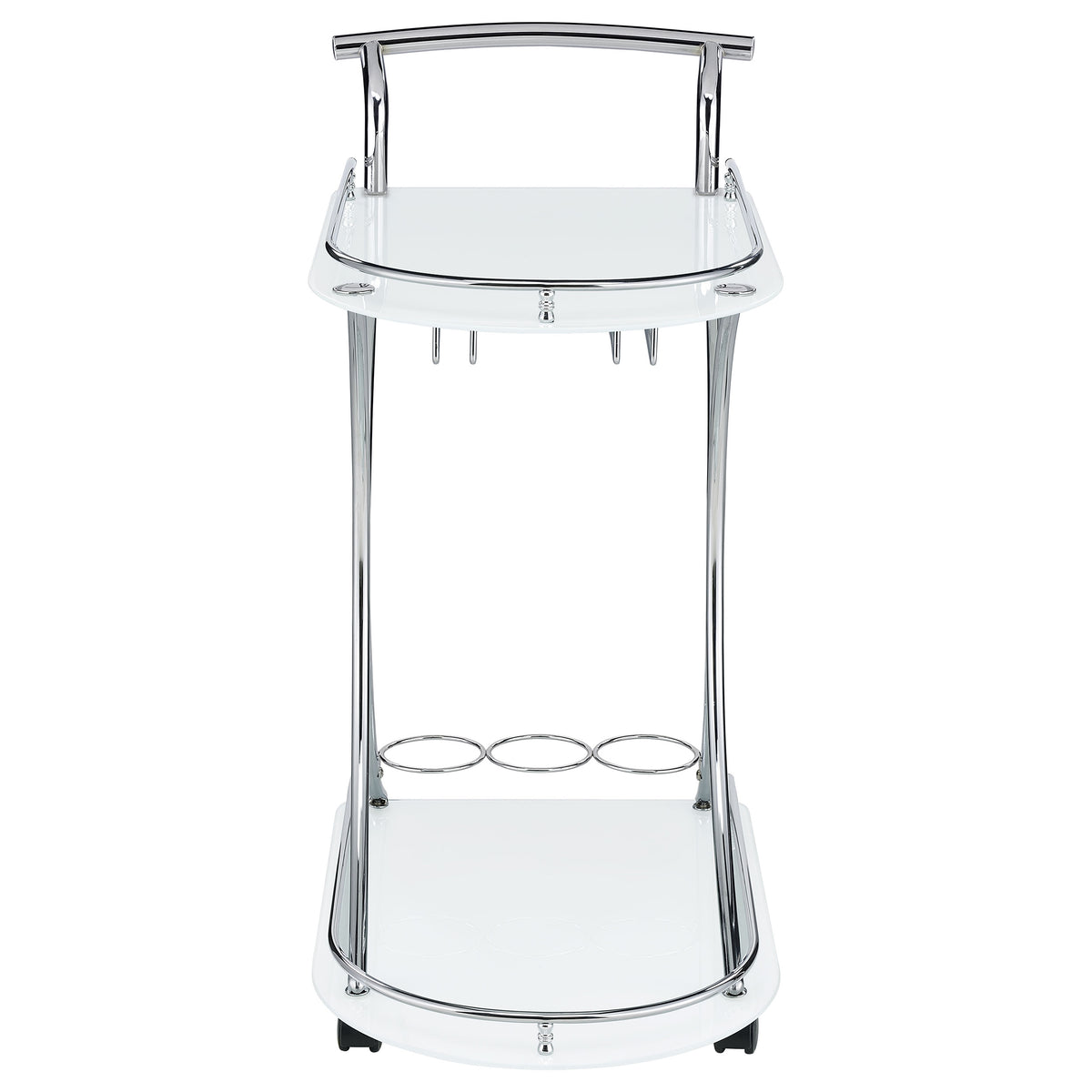 Elfman 2-tier Glass Shelf Metal Bar Cart Chrome - White